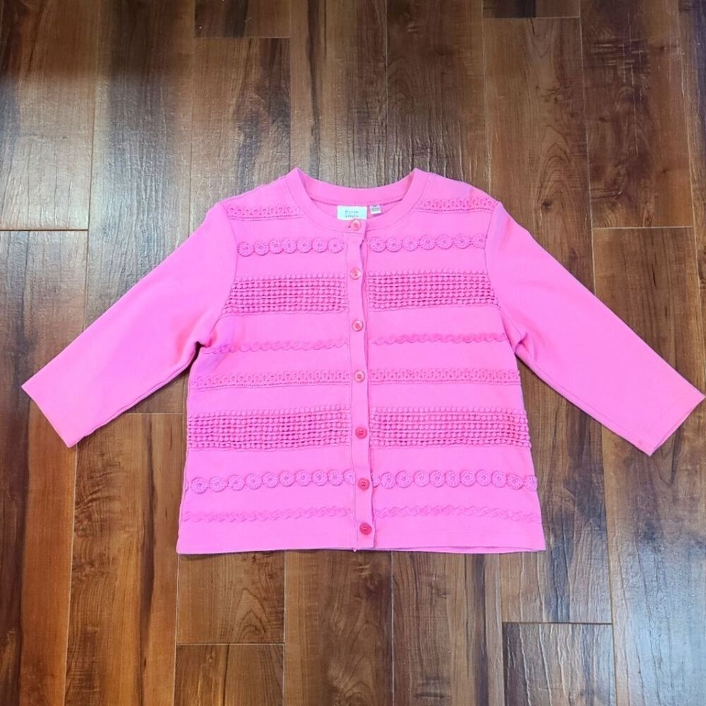 VTG Baxter & Wells Pink Cardigan Womens‎ M Coquette Soft Girl Grandma Core